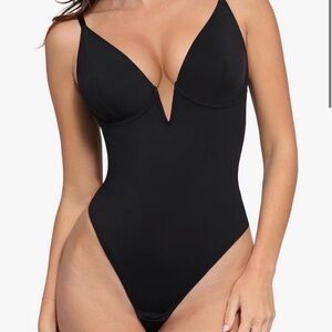 Popilush Sexy Plunging Black Bodysuit | Size XXL